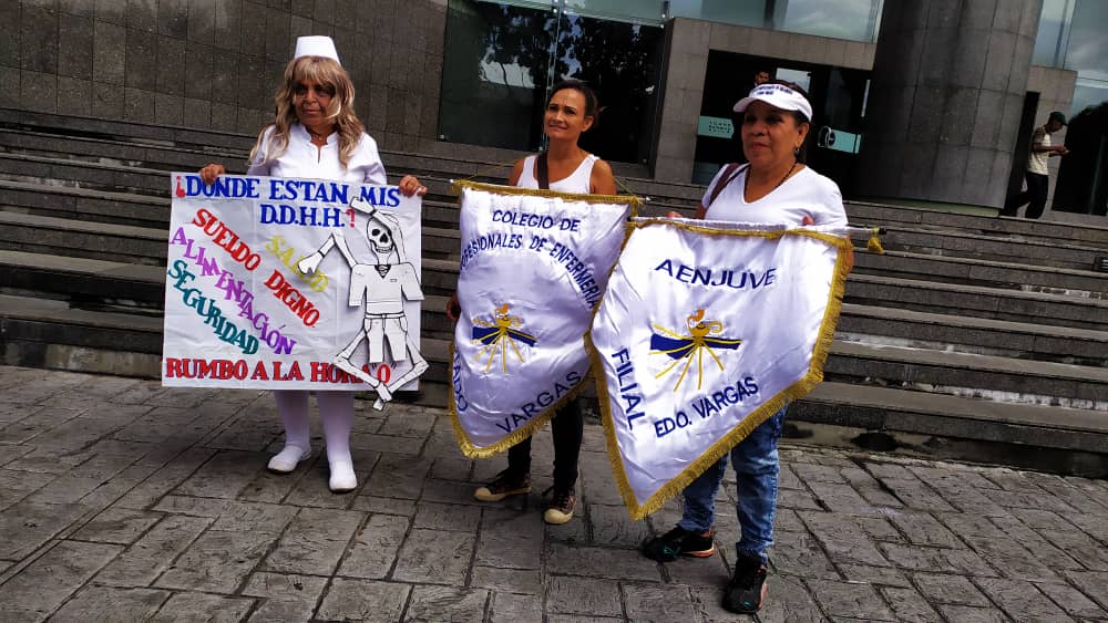 enfermeros protestan frente al PNUD en Caracas 