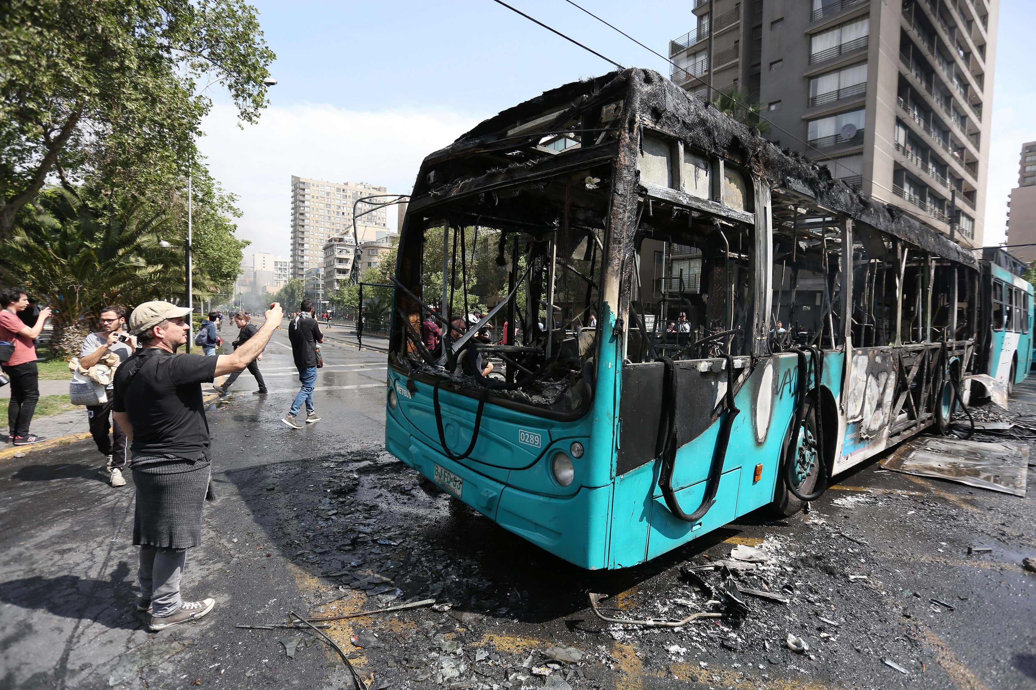 Las tanquetas están en el centro de Santiago de Chile