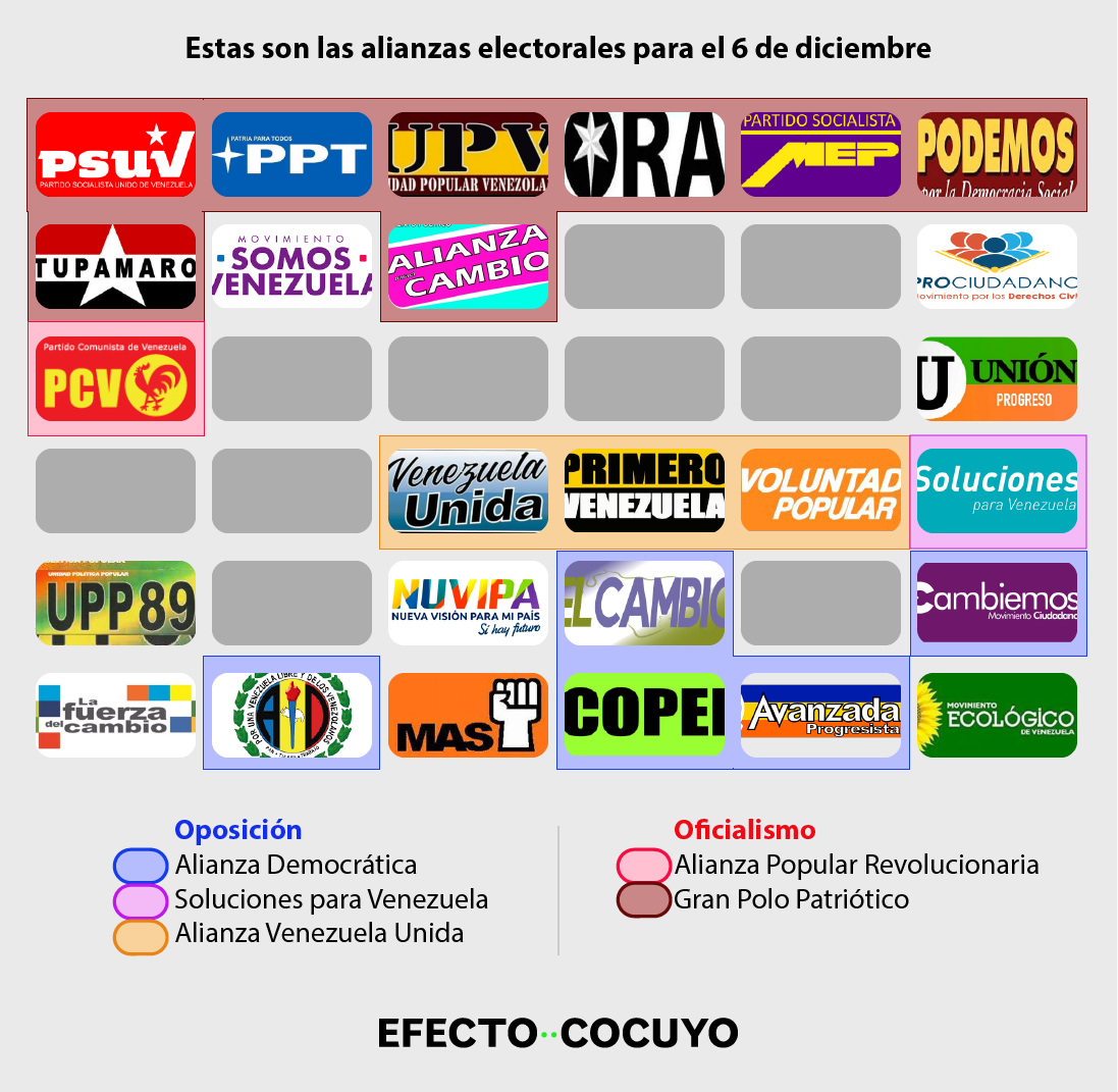 La "confusa" oferta de partidos plasmada en boleta electoral para el 6 de diciembre