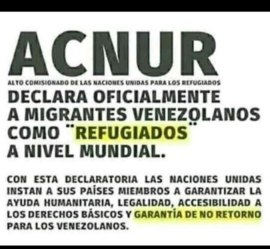 Desde 2018 ACNUR exige a los países receptores de migrantes venezolanos no deportarlos, expulsarlos, o forzarlos a retornar a Venezuela