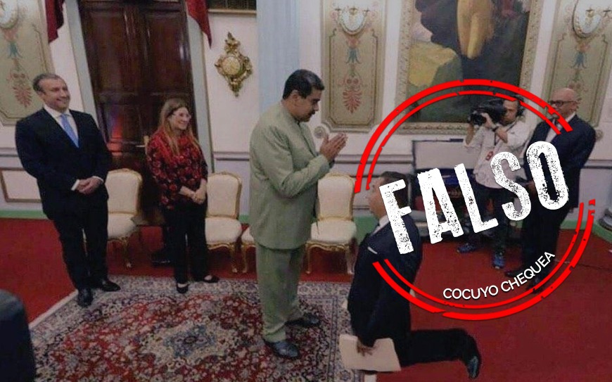 La foto de Javier Bertucci arrodillado ante Nicolás Maduro es verdadera