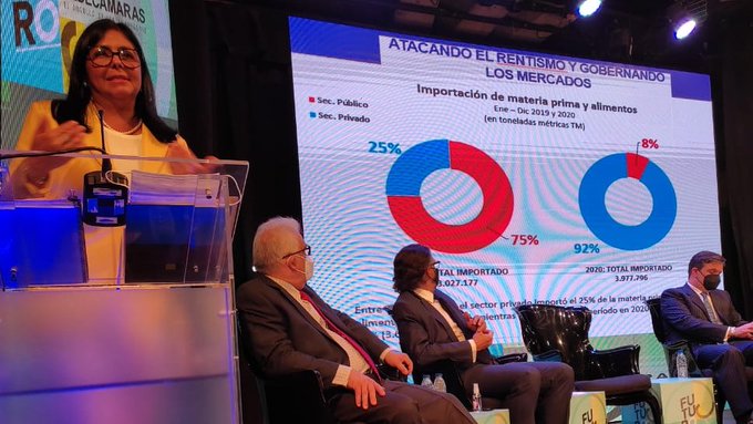 Delcy Rodríguez anuncia mesa de trabajo con empresarios privados para sustituir importaciones