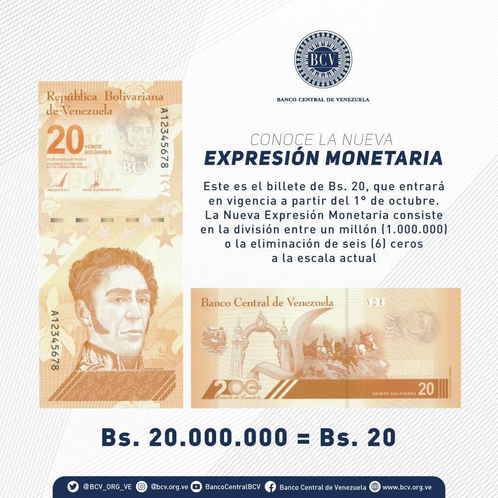 Billete de 20 bolívares 