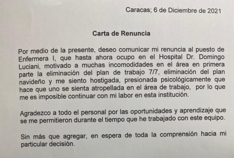 Personal del Domingo Luciani denuncia atropellos y eliminación de beneficios