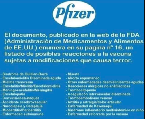 Supuesta imagen de efectos adversos de la vacuna de Pfizer