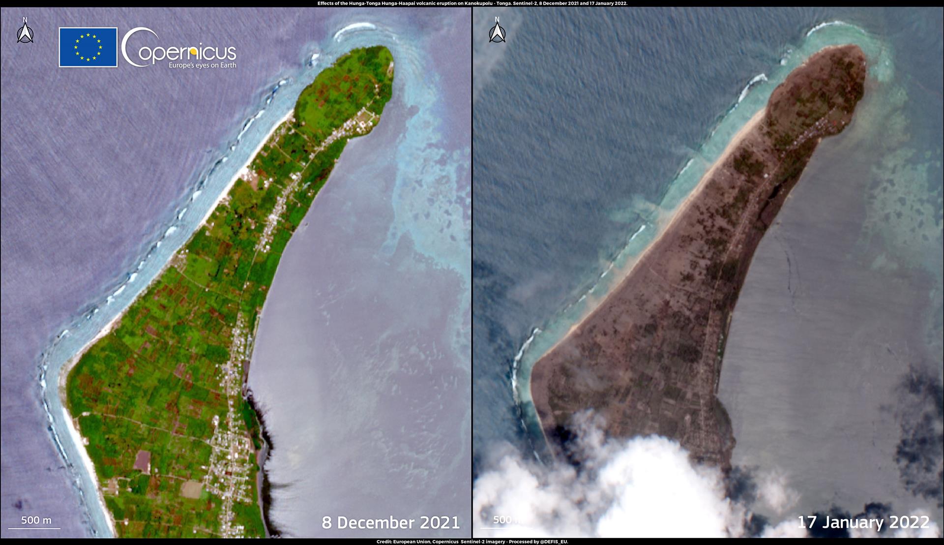 Islas de Tonga cubiertas de ceniza y con las costas arrasadas tras erupción y tsunami