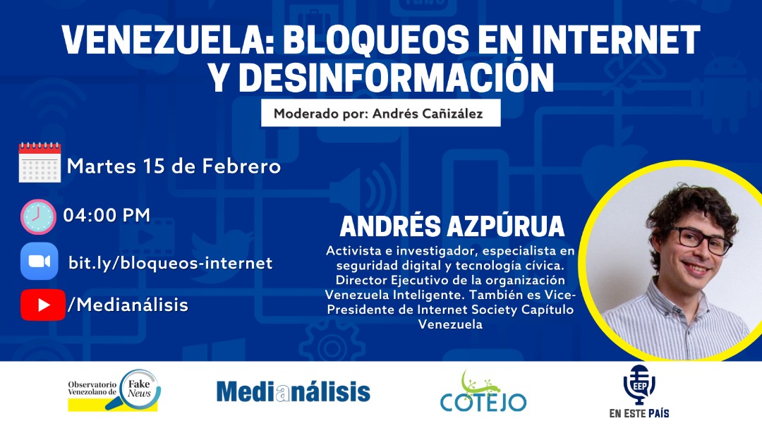 Bloqueos en internet y desinformación en Venezuela será tema de foro virtual