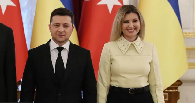 Volodymyr Zelensky y Olena Zelenska, el 3 de febrero en Kiev.