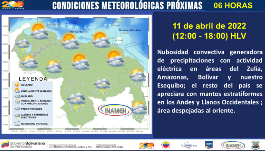 El Instituto de Meteorología e Hidrología (Inameh) publicó su pronóstico del tiempo para los días de asueto por la Semana Mayor.