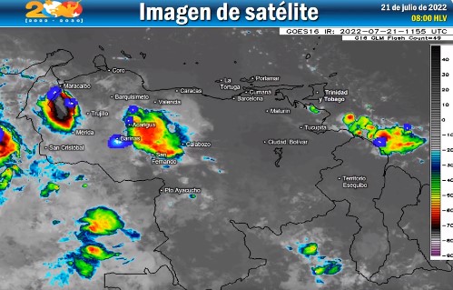Lluvias de intensidad variable en gran parte del país este #21Jul