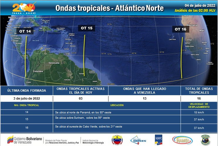 Proximidad de la onda tropical número 15 originará lluvias este #4Jul