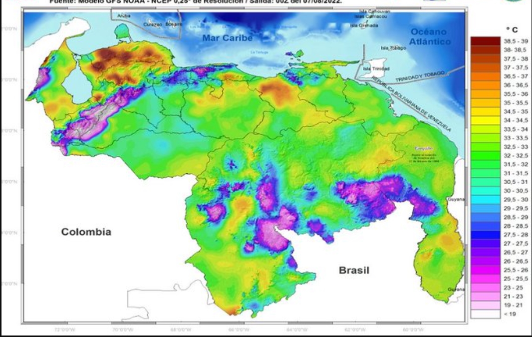 Inameh prevé hasta 38° C de temperatura en Lara, Falcón y Trujillo