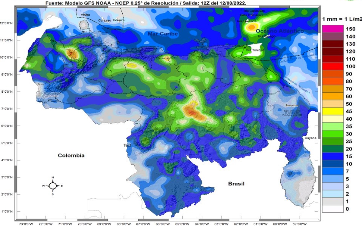 Inameh pronostica lluvias de moderadas a fuertes en gran parte del país