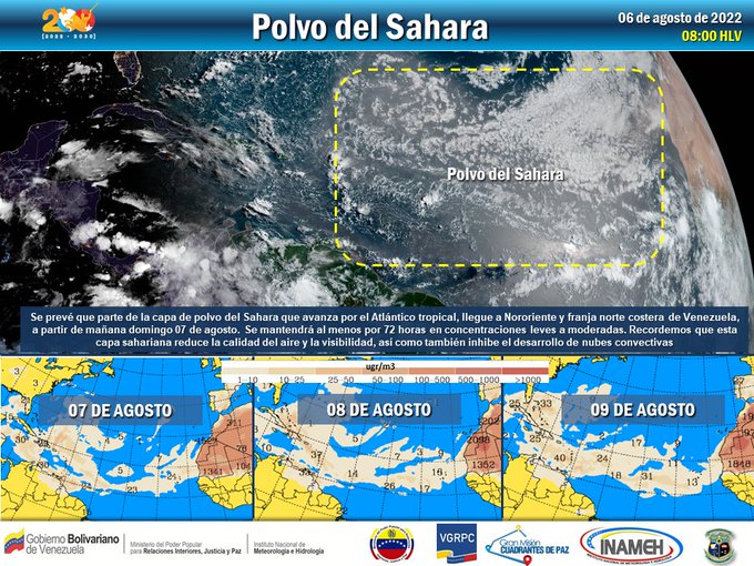 Polvo del Sahara llegará este 7 de agosto a Venezuela