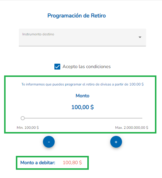 Retiro de divisas en efectivo