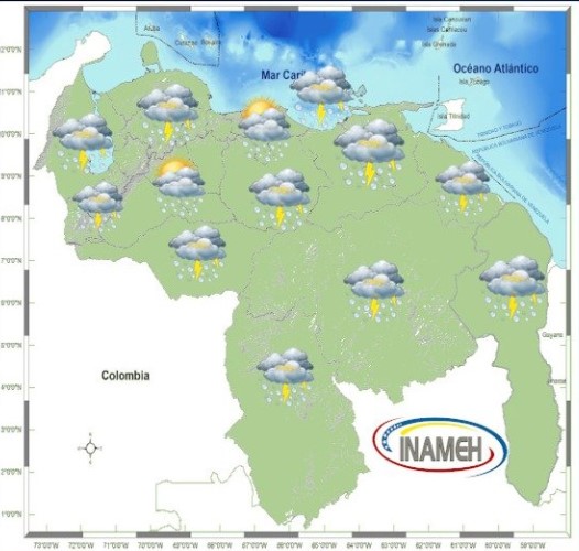 Precipitaciones de variada intensidad en Venezuela este #8Sep