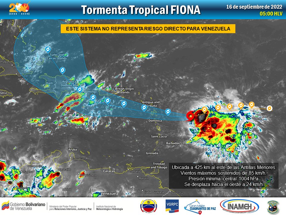 Tormenta tropical Fiona incidirá en formación de lluvias en Venezuela