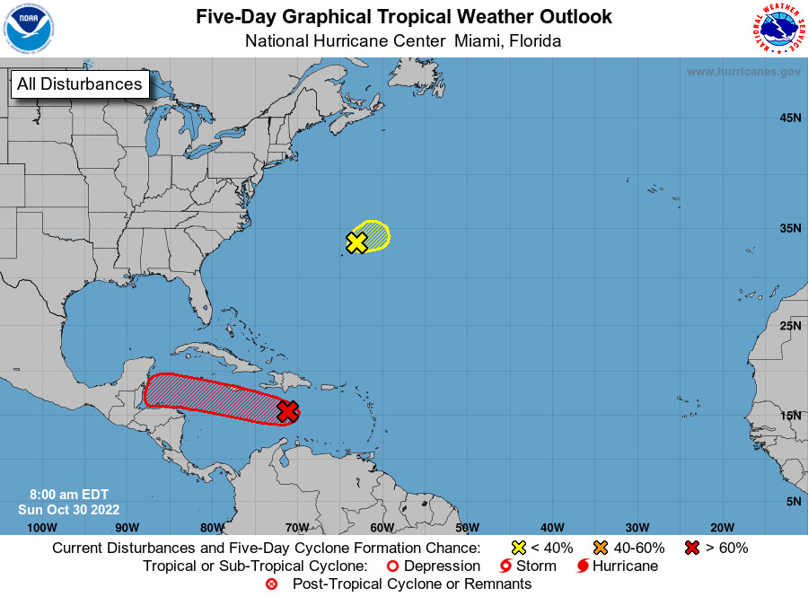 NHC: Baja presión en el Mar Caribe tiene alta probabilidad de convertirse en ciclón tropical