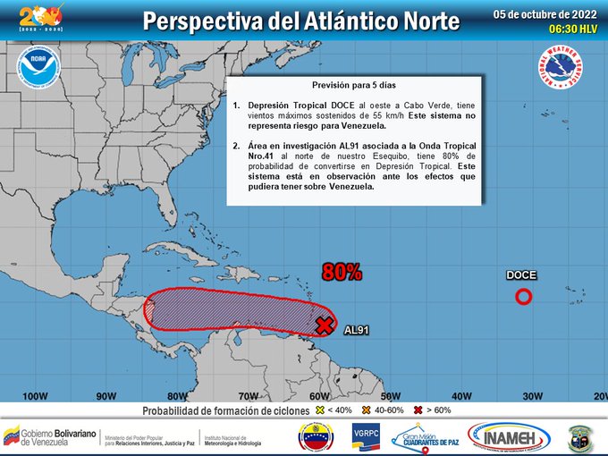 Perturbación tropical incrementará lluvias en gran parte de Venezuela