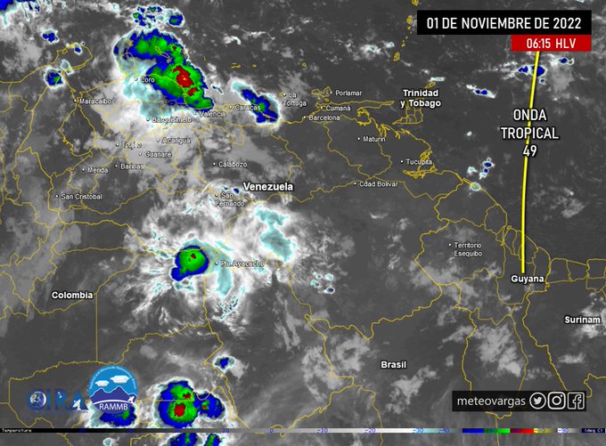 Onda tropical 49 sobre Venezuela: se esperan lluvias este 1 de noviembre