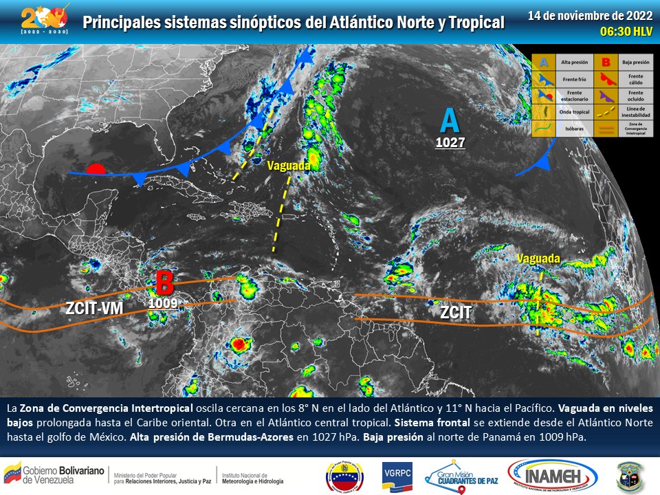 Vaguada en el Caribe incrementará lluvias en Venezuela en horas de la tarde