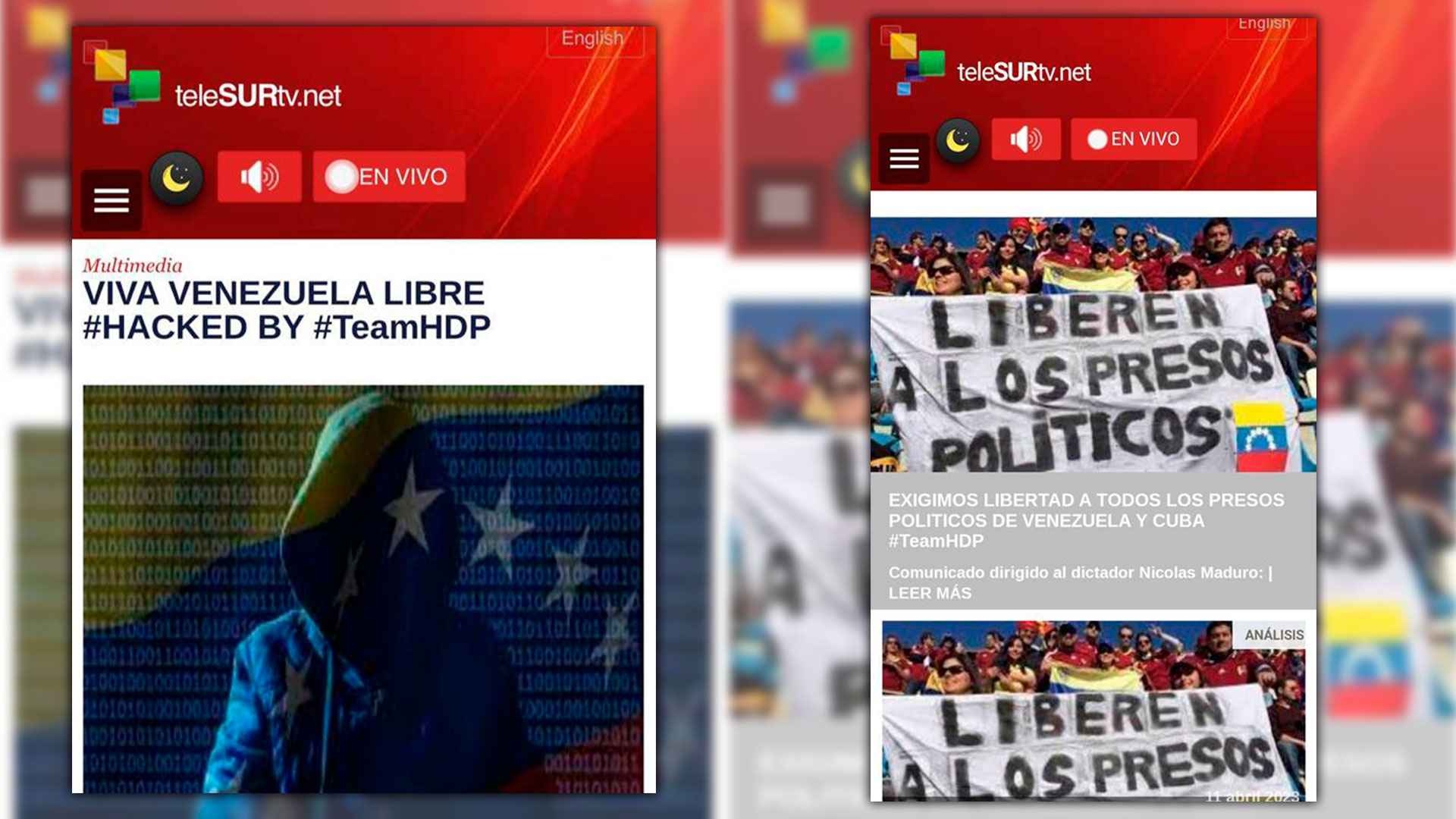 Hackean portal del Telesur en español con mensajes a favor de presos políticos