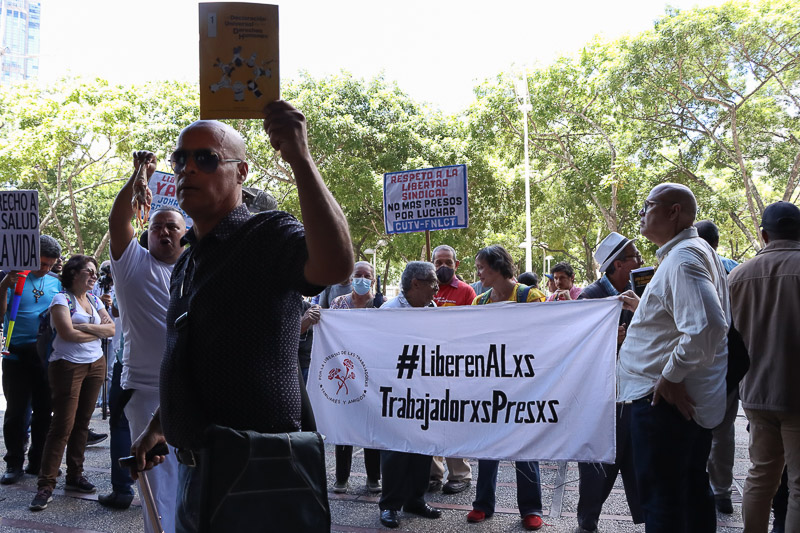 Trabajadores protestas por la liberación de compañeros presos (Mairet Chourio)