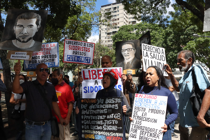 Trabajadores protestas por la liberación de compañeros presos (Mairet Chourio)