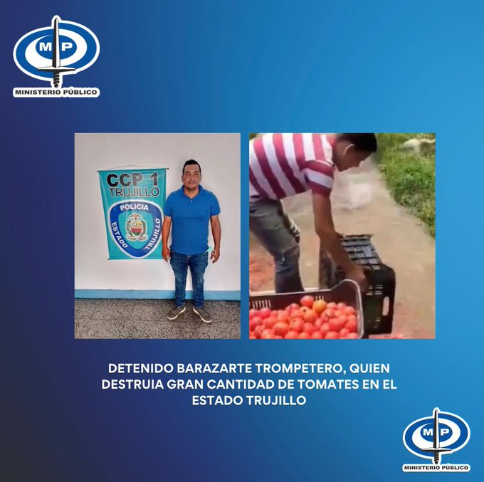 Apresan a un segundo productor, esta vez en Trujillo por botar cosechas de tomate
