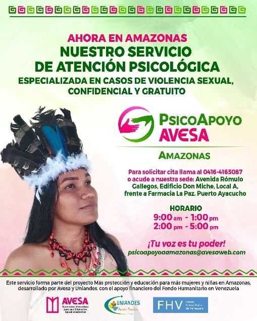 Avesa inaugura servicio de atención psicológica enfocado en violencia sexual en Amazonas