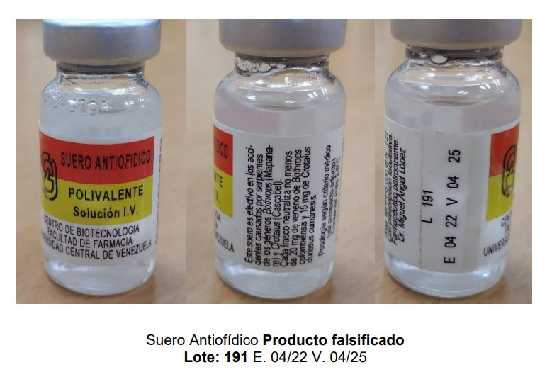 Alerta sanitaria suero antiofidico