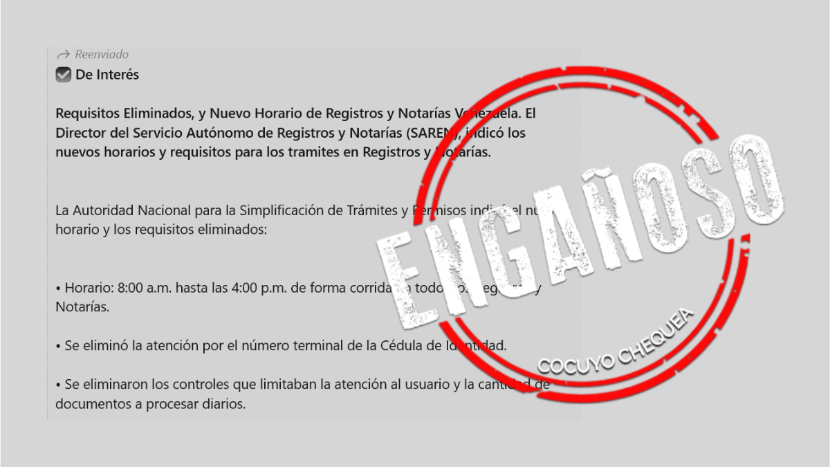 ¿El Saren modificó el horario laboral y eliminó requisitos para trámites en registros y notarías?