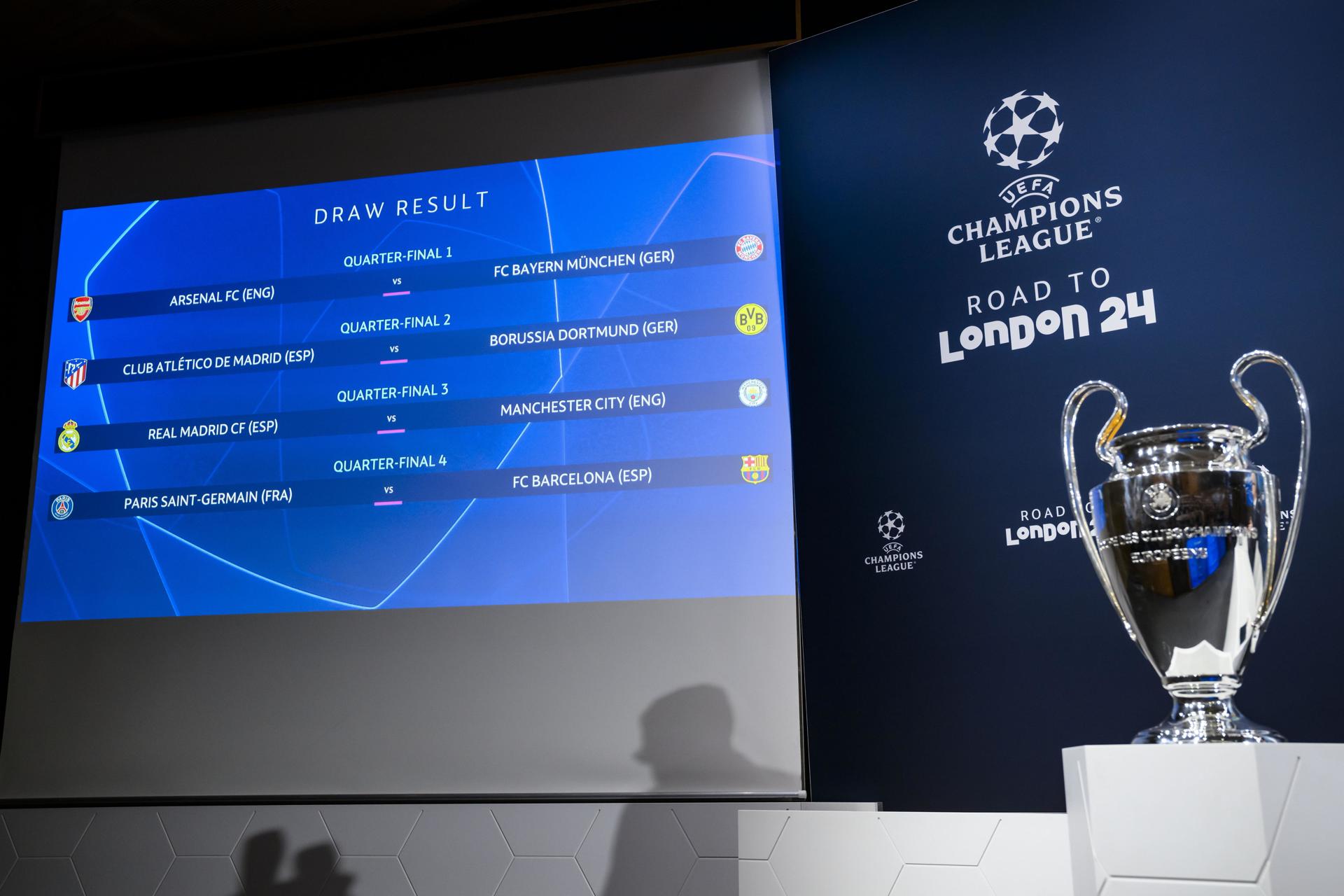 Así serán los cuartos de final y semifinales de la Liga de Campeones