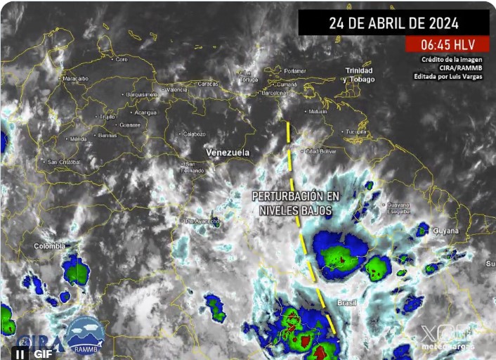 Lluvias con actividad eléctrica en zonas de Venezuela este 24 de abril