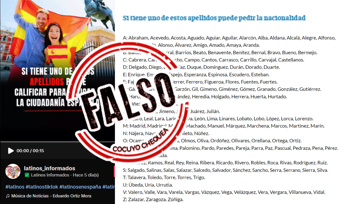 Falsa lista de apellidos para obtener ciudadanía española