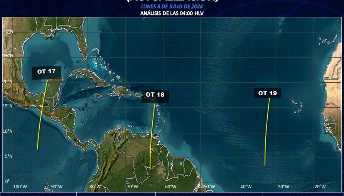 Onda tropical 18 sobre el oriente dejará abundantes lluvias este 8 de julio