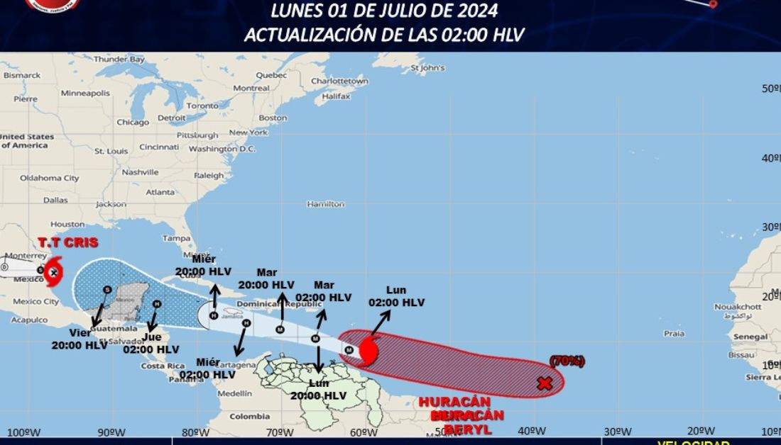 Beryl cruzará el mar Caribe venezolano desde este 1 de julio