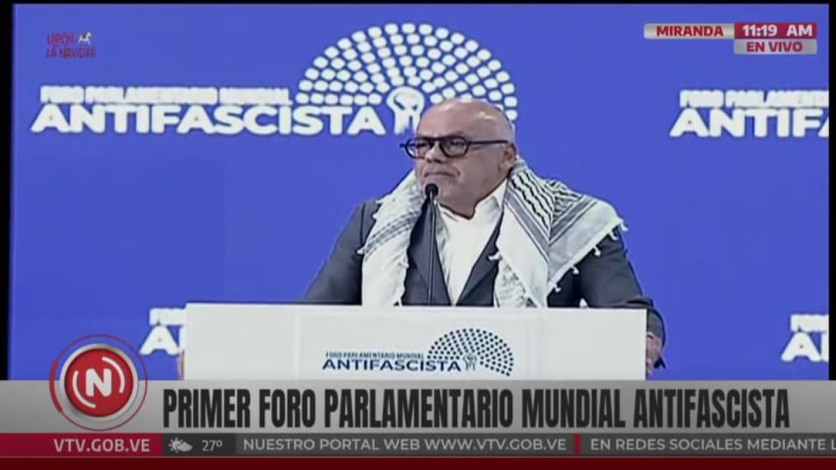Jorge Rodriguez instala “foro parlamentario mundial antifascista” en Caracas y propone que sea permanente
