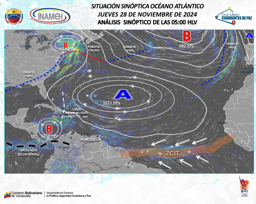 Inameh: Lloviznas dispersas en la mañana y chubascos en la tarde este 28 de noviembre