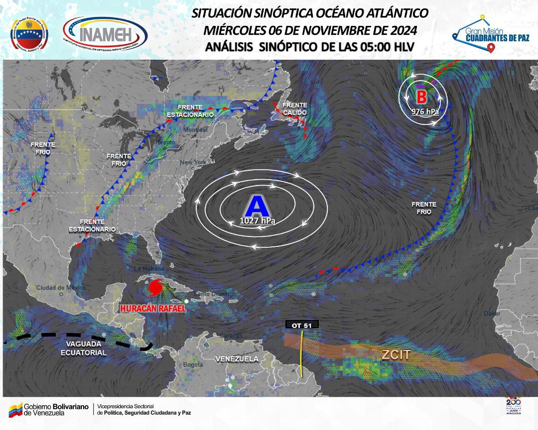 Inameh estima lluvias intensas este 6 de noviembre en Venezuela