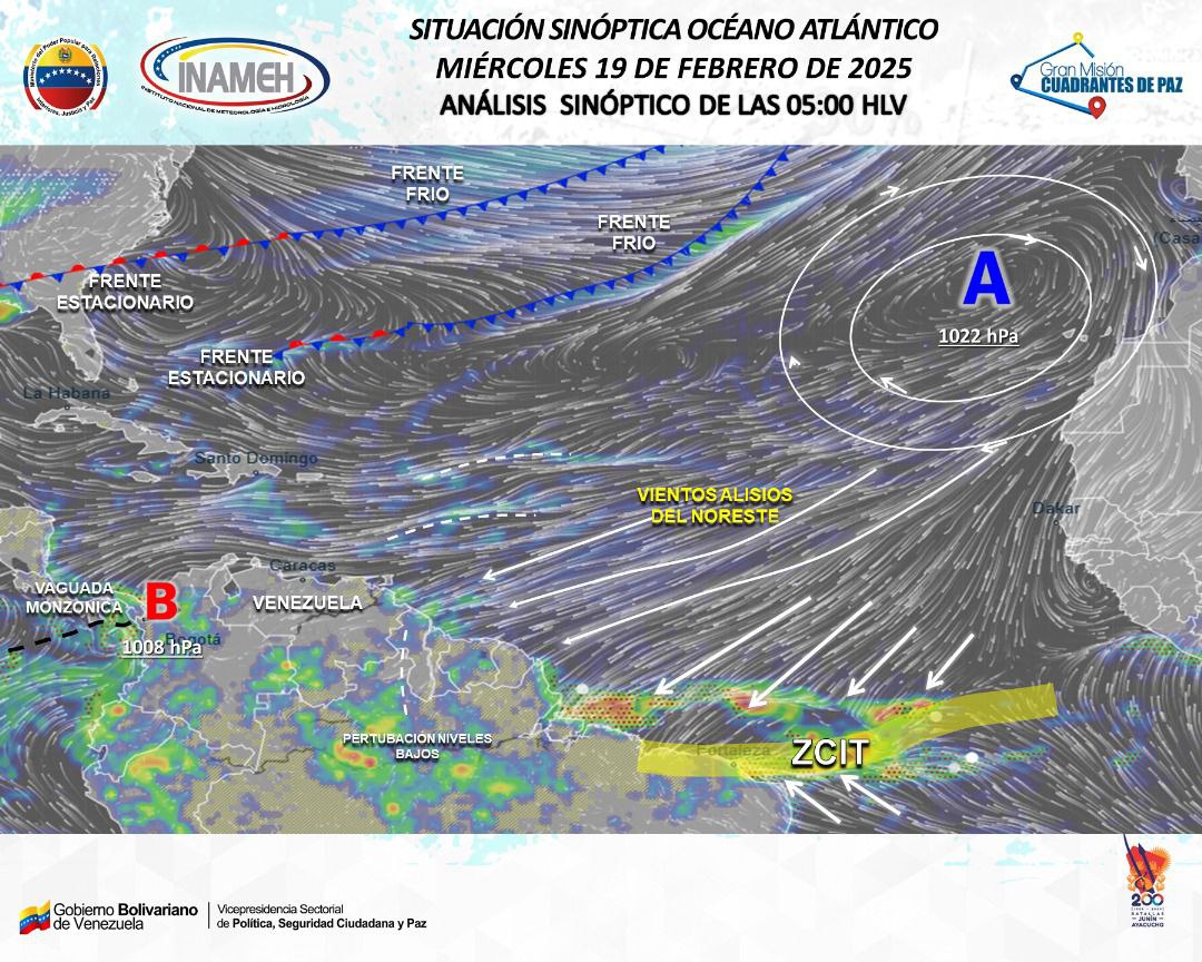 Pronóstico del Inameh: Lluvias y oleaje este miércoles 19 de febrero