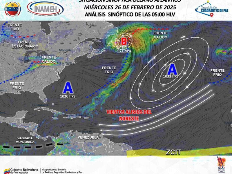 nameh estima condiciones estables y algunas lluvias en zonas de Venezuela