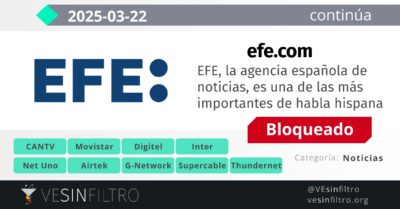 VE Sin Filtro reporta bloqueo de la web de la agencia Efe en Venezuela
