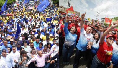 Chavismo cierra campaña electoral con muchas tarimas y oposición con recorridos  