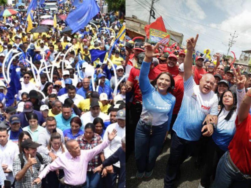 Chavismo cierra campaña electoral con muchas tarimas y oposición con recorridos  