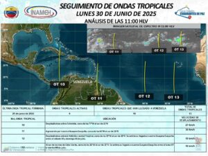 Lluvias con actividad eléctrica en gran parte de Venezuela por llegada de onda tropical 11