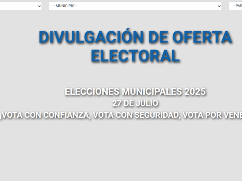 CNE divulga oferta electoral para los comicios de alcaldes y concejales 