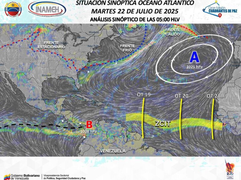 nameh estima lluvias en gran parte de Venezuela este 22 de julio