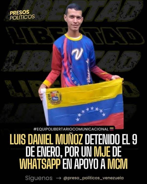 Luis Daniel Muñoz Landaeta: un repostero de Monagas que es preso político por pedir salir a protestar