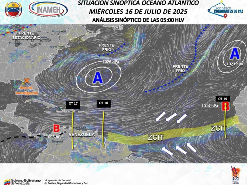 Ondas tropicales 17 y 18 están sobre Venezuela: Inameh pronostica lluvias